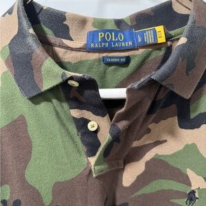 Polo by Ralph Lauren Men's Green and Brown Camouflage Polo